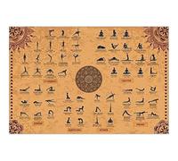 The Mindful Word Yoga Poses Poster (24x36 Inches) - Canvas Fabric Yoga Art with Most Common Yoga Asanas/Stretches/Positions - Names in English and Sanskrit (Rolled - Tube)