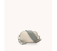 The Mini Tassel Stone Leather Phone Bag With Pistachio Cross-Stitch Strap Apatchy London Stone One Size