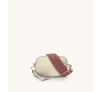 The Mini Tassel Stone Leather Phone Bag With Red Cross-Stitch Strap Apatchy London Stone One Size