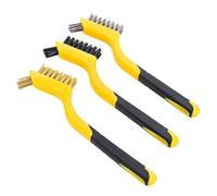 The Mini Wire Brush Scrapers (Brass, Stainless Steel & Nylon Bristles) for Multi-Purpose Uses with Custom Ridged Soft Grips for Complete Control,small wire brush