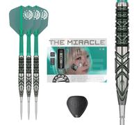 Target Japan Mikuru Suzuki The Miracle G6 90% Tungsten K-Flex Swiss Point Steel Tip Darts Set, 23G | KFlex Dart Flight, Swiss Storm Nano Points, Silver & Green Steel Dart Tips with K Flex