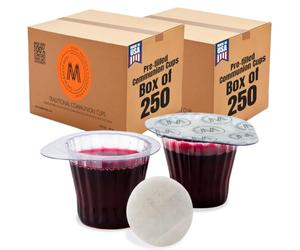 The Miracle Meal Pre-Filled Communion Cups & Wafers - Count of 500 - with 100% Trusted Concord Grape Juice & Wafer - Made in the USA - Premium Quality Guaranteed - Box of 250 x 2
