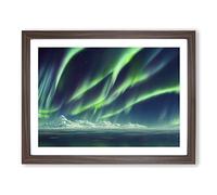 The Miraculous Aurora Borealis Framed Print | A4 Walnut Framed Wall Art | Ready to Hang | Modern Landscape Picture | Living Room Bedroom Lounge Office