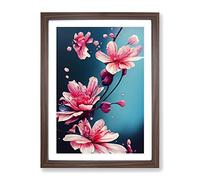The Miraculous Flowers Framed Print | A2 Walnut Framed Wall Art | Ready to Hang | Modern Floral Picture | Living Room Bedroom Lounge Office