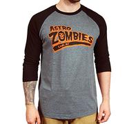 The Misfits - Mens Astro Zombies Baseball T-Shirt in Heather Grey/Black, Size: Large, Color: Heather Grey/Black