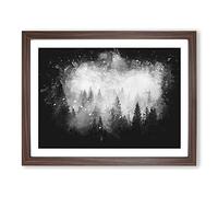 The Misty Forest Paint Splash Modern Art Framed Print | A4 Walnut Framed Wall Art | Ready to Hang | Modern Landscape Picture | Living Room Bedroom Lounge Office
