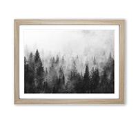 The Misty Forest Painting Modern Art Framed Print | A4 Oak Framed Wall Art | Ready to Hang | Modern Landscape Picture | Living Room Bedroom Lounge Office