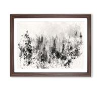 The Misty Forest Watercolour Modern Framed Print | A3 Walnut Framed Wall Art | Ready to Hang | Modern Landscape Picture | Living Room Bedroom Lounge Office