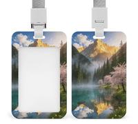 The Misty Green Valley Badge Holders Waterproof Vertical Name Badge ID Card Holders Detachable Card Case Protector Name Tag Holders Badge Sleeve for Teacher Nurse Doctor Gift
