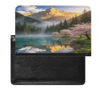 The Misty Green Valley Passport Holder Cover Wallet RFID Blocking Leather Passport Wallet Passport Cover Passport Protector Credit Card Hold Travel Accessories