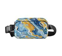 The Mixture Of Blue Yellow and White Stylish Crossbody Bag Waist Packs for Men Women Water Resistant Running Belt Bag Waist Pack with Adjustable Strap for Travel Vacation Running