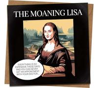 The Moaning Lisa Funny Greeting Card - 145mm x 145mm Square, Blank Inside, Humour Art Parody, Birthday/All Occasion Joke Card with Kraft Envelope