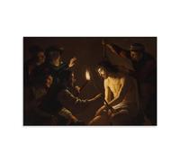 The Mocking of Christ by Gerard Van Honthorst Poster Canvas Wall Decor Art Painting Prints on Modern Artwork for Living Room,Bathroom,Bedroom,Home 08x12inch(20x30cm)