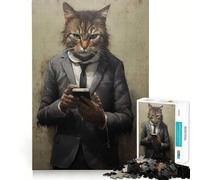 The Modern Cat Employee 1000 Piece Jigsaw Puzzles for Adults Jigsaw Memory Lift Slow Enjoy Image Assembly Creative Gift (50x75cm)