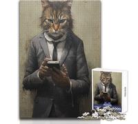 The Modern Cat Employee Jigsaws 1000 Pieces for Teenagers Strategic Thinking Learning Game Ideal Meaningful Gift for Any Event Size 38x52cm