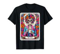 The Mom Tarot Card Women Skeleton Coffee Messy Bun Mama Mum T-Shirt