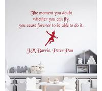 The Moment You Doubt Whether You Can Fly - Peter Pan Inspired Quote - Children's Vinyl Wall Decal Sticker [Medium] [Cherry]