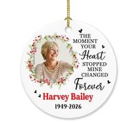 The Moment Your Heart Stopped Mine Changed Forever Ornament, Custom Year Name & Photo Memorial Ornaments Gift for Loss of Loved Ones Dad Mom, Personalized Photo Remembrance Bereavement Xmas Ornament