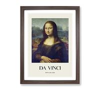 The Mona Lisa By Leonardo Da Vinci Exhibition Museum Painting Framed Print | A2 Walnut Framed Wall Art | Ready to Hang | Modern Historical Picture | Living Room Bedroom Lounge Office