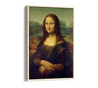 The Mona LisaClassic Canvas Floater Frame Print Picture Art - Light Oak Frame 8 inch wide x 12 inch high