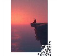 The Monk on The Cliff Puzzle 1000 Pieces Meditation Wood Puzzle for Adults Challenge Toy Educational Game Gifts 1000pcs (75x50cm)