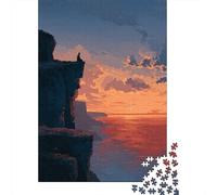The Monk on The Cliff Puzzle 1000 Pieces Meditation Wooden Puzzle for Adults Challenge Toy Educational Game Gifts 1000pcs (75x50cm)
