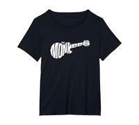 The Monkees Classic White Guitar Logo Black T-Shirt, Women's Plus, Black, 4X