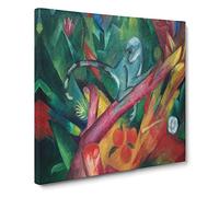 The Monkey by Franz Marc Canvas Print | Gallery Wrapped 30mm Frame Wall Art | 14x14 inches | Ready to Hang | Modern Animals Picture | Living Room Bedroom Lounge Office