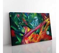 The Monkey By Franz Marc Classic Painting Canvas Wall Art Print Ready to Hang, Framed Picture for Living Room Bedroom Home Office Décor, 50x35 cm (20x14 Inch)