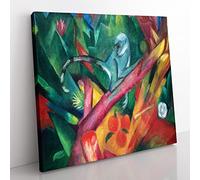 The Monkey by Franz Marc Classic Painting Canvas Wall Art Print Ready to Hang, Framed Picture for Living Room Bedroom Home Office Décor, 35x35 cm (14x14 Inch)