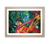 The Monkey By Franz Marc Classic Painting Framed Wall Art Print, Ready to Hang Picture for Living Room Bedroom Home Office Décor, Oak A4 (34 x 25 cm)