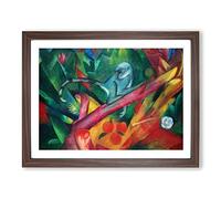 The Monkey By Franz Marc Classic Painting Framed Wall Art Print, Ready to Hang Picture for Living Room Bedroom Home Office Décor, Walnut A4 (34 x 25 cm)