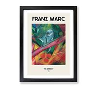 The Monkey By Franz Marc Exhibition Museum Painting Framed Print | A2 Black Framed Wall Art | Ready to Hang | Modern Animal Picture | Living Room Bedroom Lounge Office