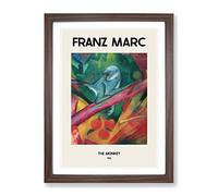 The Monkey By Franz Marc Exhibition Museum Painting Framed Print | A3 Walnut Framed Wall Art | Ready to Hang | Modern Animal Picture | Living Room Bedroom Lounge Office
