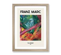 The Monkey By Franz Marc Exhibition Museum Painting Framed Wall Art Print, Ready to Hang Picture for Living Room Bedroom Home Office Décor, Oak A4 (34 x 25 cm)