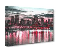 The Montreal Canada Skyline Painting Modern Art Canvas Wall Art Print Ready to Hang, Framed Picture for Living Room Bedroom Home Office Décor, 20x14 Inch (50x35 cm)