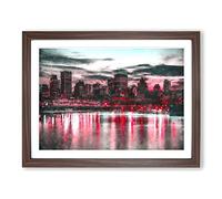 The Montreal Canada Skyline Painting Modern Art Framed Wall Art Print, Ready to Hang Picture for Living Room Bedroom Home Office Décor, Walnut A4 (34 x 25 cm)