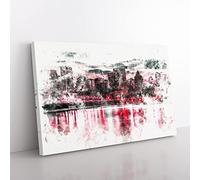 The Montreal Canada Skyline Watercolour Modern Canvas Wall Art Print Ready to Hang, Framed Picture for Living Room Bedroom Home Office Décor, 60x40 cm (24x16 Inch)