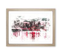 The Montreal Canada Skyline Watercolour Modern Framed Wall Art Print, Ready to Hang Picture for Living Room Bedroom Home Office Décor, Oak A4 (34 x 25 cm)