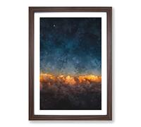 The Moon Above Nebraska Painting Framed Print | A2 Walnut Framed Wall Art | Ready to Hang | Modern Space Picture | Living Room Bedroom Lounge Office