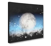The Moon Above Paint Splash Canvas Print | Gallery Wrapped 30mm Frame Wall Art | 14x14 inches | Ready to Hang | Modern Space Picture | Living Room Bedroom Lounge Office