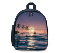 The Moon Above The Ocean Backpack for Men Women, Durable Small Bookbag Lightweight Daypack for Travel, Hiking, Blue-style, One Size, Daypack Backpacks