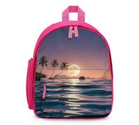 The Moon Above The Ocean Backpack for Men Women, Durable Small Bookbag Lightweight Daypack for Travel, Hiking, Pink-style, One Size, Daypack Backpacks