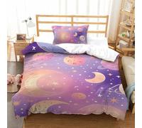 The Moon And Stars Duvet Cover Modern 3D Theme Comforter Cover Children Bedding Set Bedspread Cover Breathable Soft Microfiber Bedding Set, Decorative Room 2pcs Set Quilt Cover Single（135x200cm）