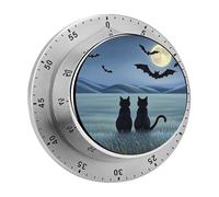 The Moon at Night Kitchen Timer with Loud Alarm 60-Minute Magnetic Countdown Reminder for Cooking Stainless Steel Visual Wind Up Timer