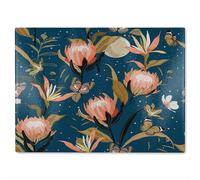 The Moon Butterflies & Flowers Glass Chopping Board Benjamin Tate Design Natural One Size