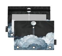 The Moon Climber Budget Binder with Clear Window Ringing Pencil case Big Capacity Pockets 3 Hole Punched for School, Office & Home Multicolored 2 PCS