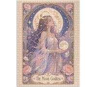 The Moon Goddess : Moon Goddess Surrounded By Stars Jigsaw Puzzle 300/500/1000 Piece - Feminine Aesthetic Tarot Card Inspired Artwork Puzzles - 1000pc (50×75cm)