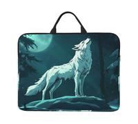 The Moon Is White And There Is A Solitary Wolf Notebook Carrying Case With Handle Laptop 14 Inch Computer Sleeve For Women Men Padded Cover Laptop Bag