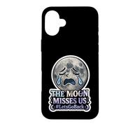 The Moon Misses Us #LetsGoBack Crying Sad Moon Case for iPhone 16 Plus
